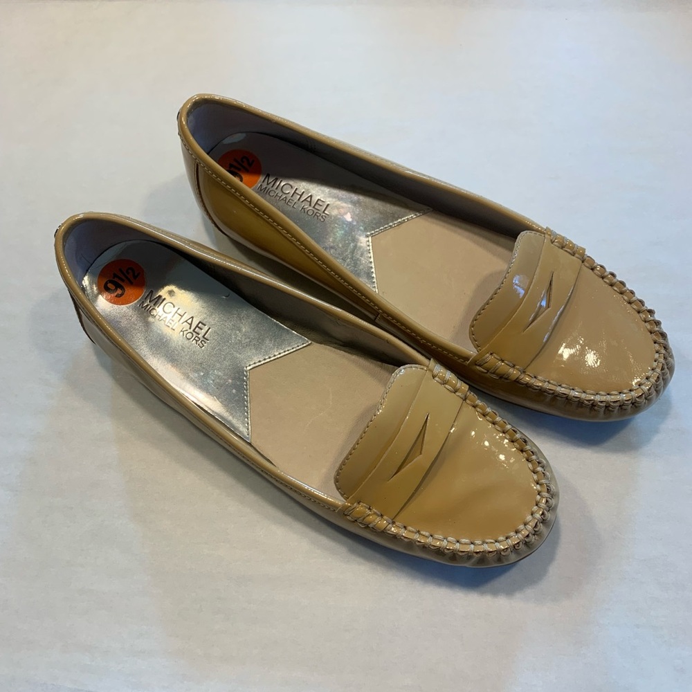 Michael Kors Nude Patent Leather Penny Loafers 9.5